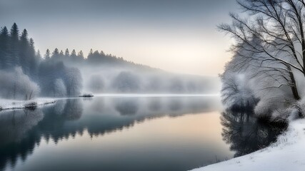 Fototapeta premium lake with winter