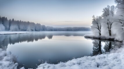Fototapeta premium lake with winter