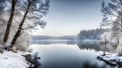 lake with winter