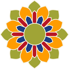 Diwali Rangoli flower Hindu festival decoration element colorful design, No background