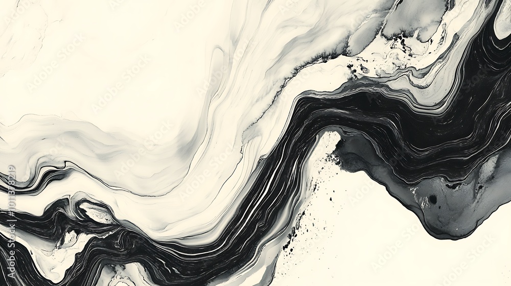 Poster a smooth, flowing abstract paint splashes background with a large, clear area for text