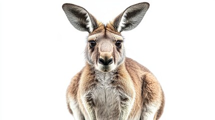 Fototapeta premium A Close-Up View of a Kangaroo Against a Plain Background in a Natural Habitat Setting