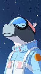 Newborn hippo in space age attire