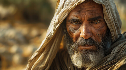 Old testament biblical Jew Hebrew Israelite mature man, serious and focused. Historical and Bible character