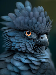 Fototapeta premium Detailed Portrait of a Blue Parrot with Textured Feathers