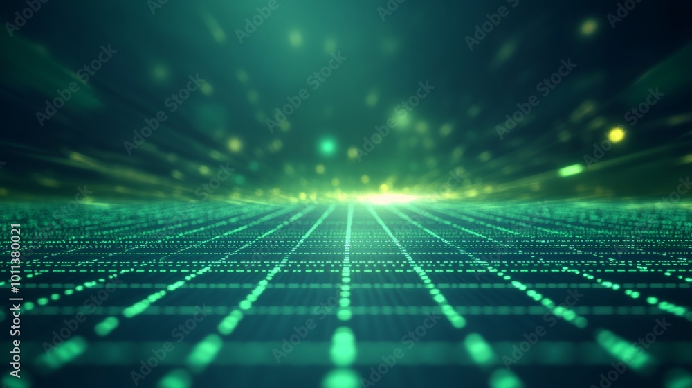Poster a futuristic virtual reality abstract cyber space environment background made of digital matrix part