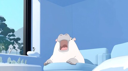 Pygmy hippo calf doing standup comedy