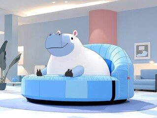 Pygmy hippo calf in a inflatable castle