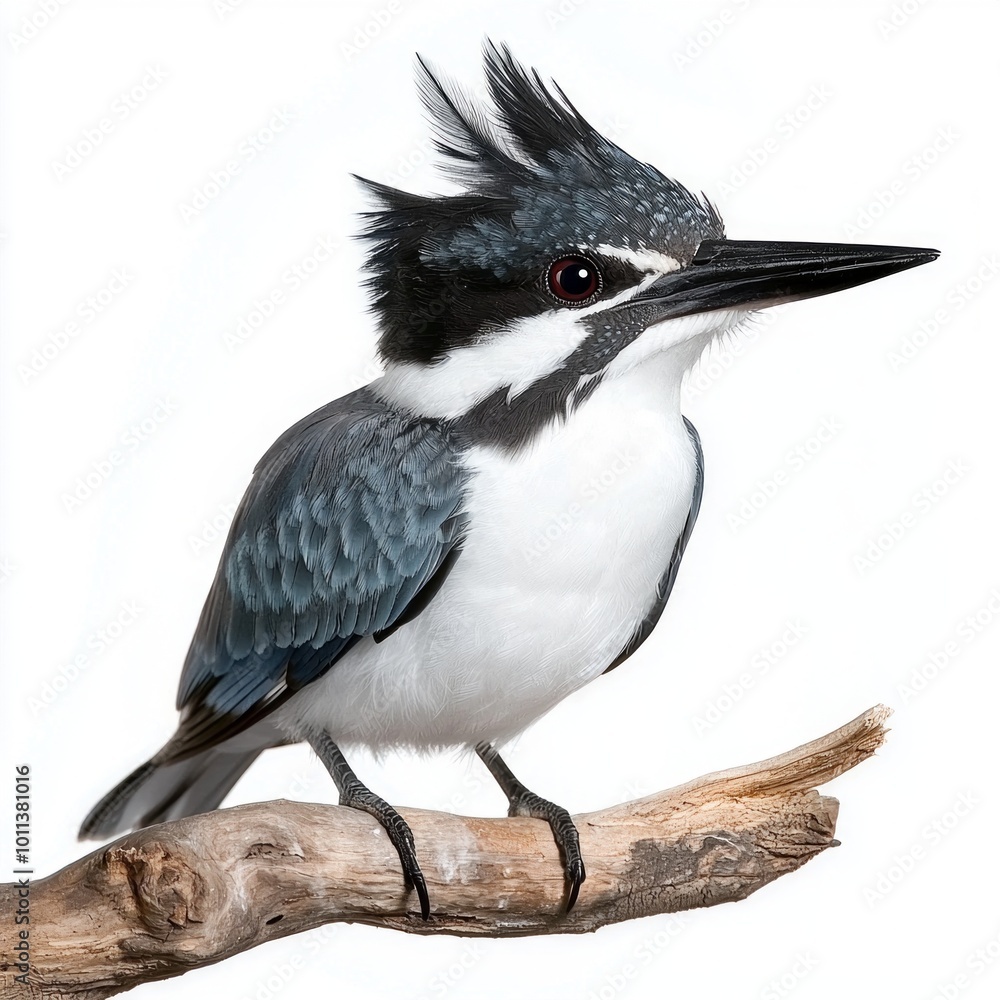 Poster captivating belted kingfisher stands proudly on a branch, displaying its vibrant plumage and distinc
