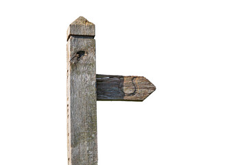 UK wooden sign for a walking route or bridal way isolated on a transparent background