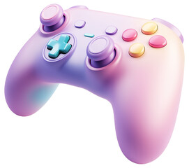 A colorful gaming controller designed with an iridescent finish perfect for modern gaming isolated on transparent background.