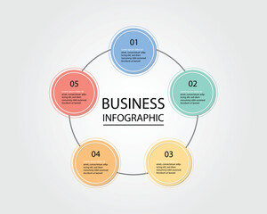 Business Infographic modern design template for banners and infographics for 5 circle step 