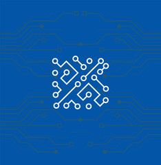 High-tech illustration of a CPU microchip on a digital circuit background. Perfect for technology, electronics, and innovation-themed projects.