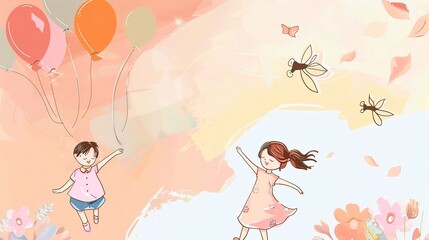 Children's Day Simple Hand Drawn Background - a charming and festive visual. The simple hand drawn backdrop for Children's Day is full of joy and creativity