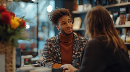 Personal Shopper Experience, showcasing a personal shopper helping a client, with copy space, Black Friday, Cyber Monday