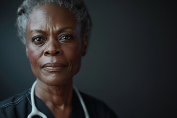 Obraz premium Portrait of a middle aged african american female registered nurse