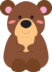 cute cartoon little brown happy bear, paws, stock vector, white background
