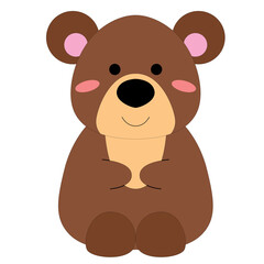 cute cartoon little brown happy bear, paws, stock vector, white background