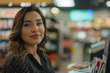 Obraz premium Young adult Hispanic female retail sales associate