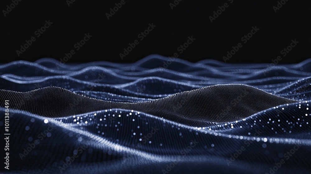 Aufkleber an abstract digital particle wave and light background, an abstract cyber or technology background.