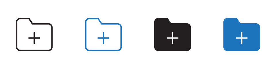 Add folder icon linear graphics set vector in black