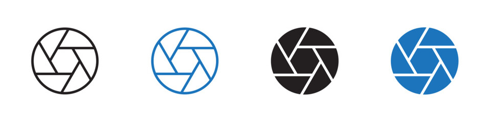 Aperature icon linear graphics set vector in black