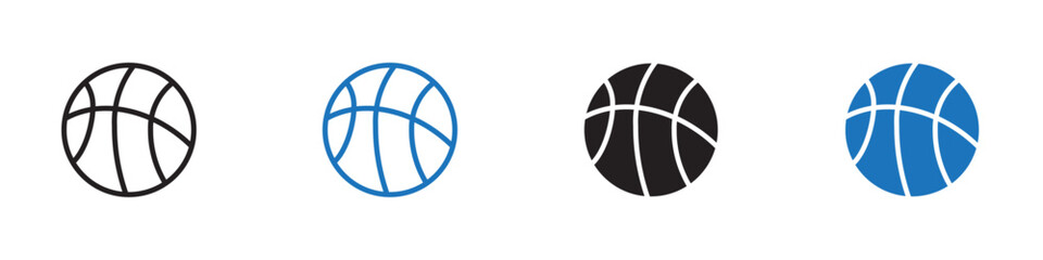 Basketball icon linear graphics set vector in black