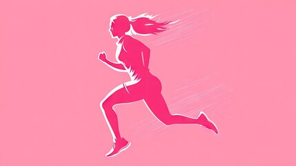 A creative pink logo depicting a woman running, emphasizing speed and agility, tailored for a women's fitness or running company.