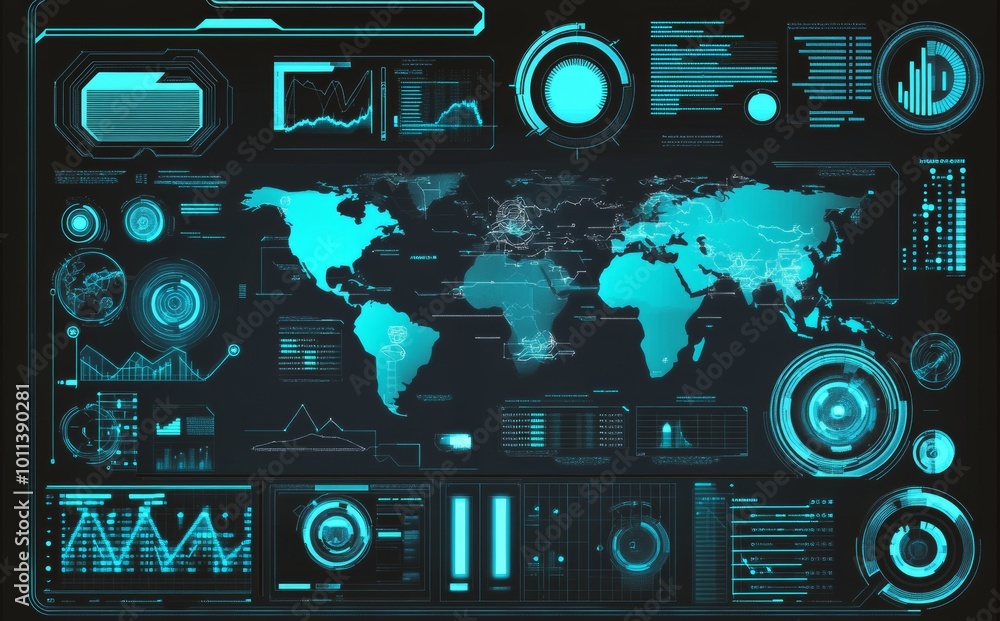 Poster background template for global communication technology abstract ui hud interface screen