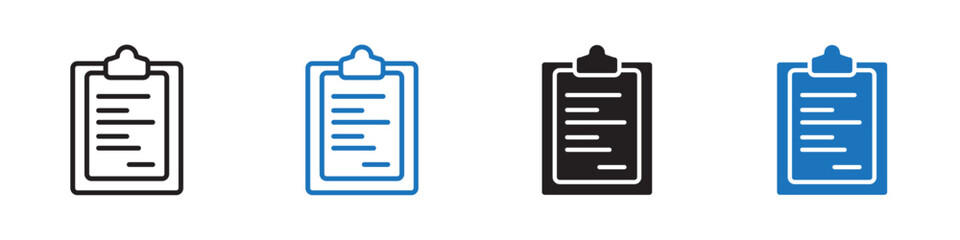Clipboard icon linear graphics set vector in black