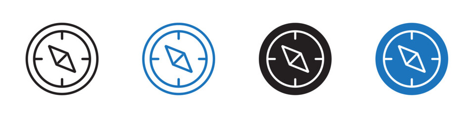 Compass icon linear graphics set vector in black