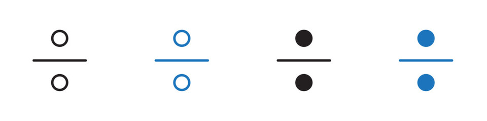 Divide icon linear graphics set vector in black