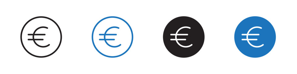 Euro icon linear graphics set vector in black