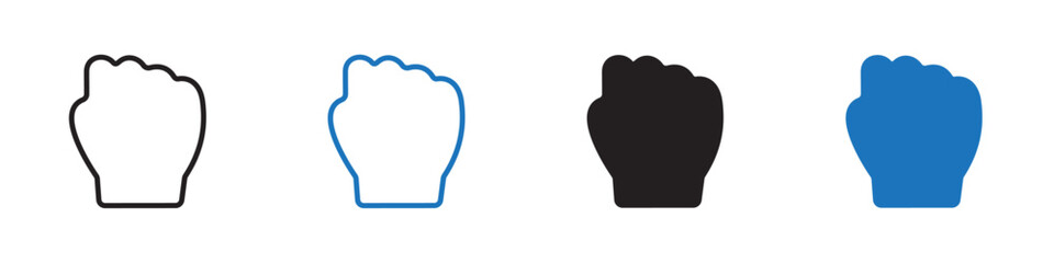 Fist icon linear graphics set vector in black