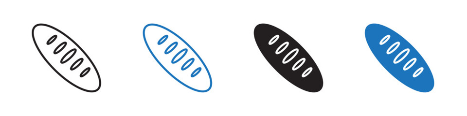 French baguette icon linear graphics set vector in black
