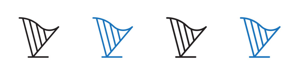 Harp icon linear graphics set vector in black