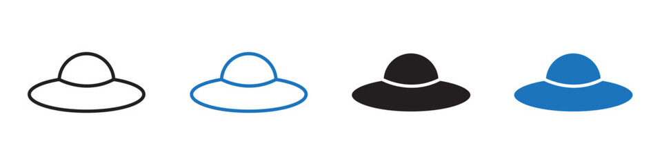 Hat icon linear graphics set vector in black