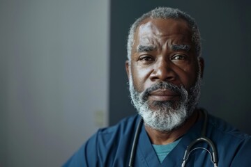 Portrait of a middle aged african american male registered nurse