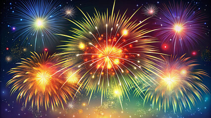 Fototapeta premium Vibrant Fireworks Display in Night Sky