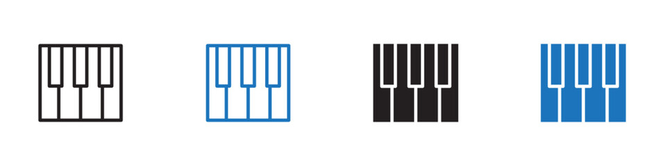 Keyboard piano icon linear graphics set vector in black