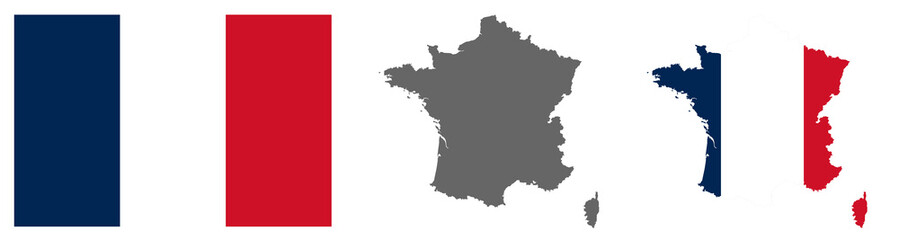 France map and flag vector illustration
