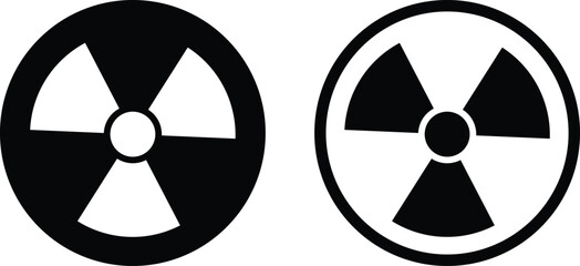 Radiation icon set in two styles . Hazardous radiation icon. Radiation warning sign . Vector illustration