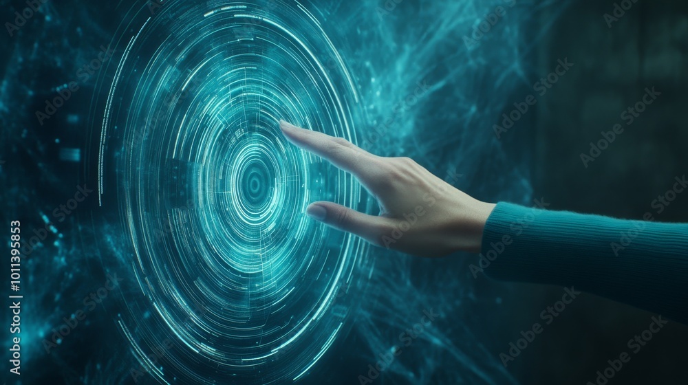 Poster touch digital hud interface style futuristic tech background of virtual computer screen display ui c