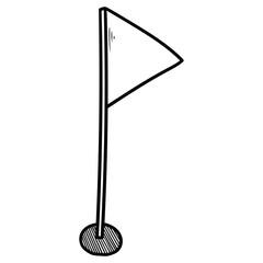 Hand drawn doodle golf flag on white background.