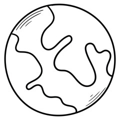 Hand drawn doodle planet earth on white background.