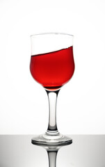 Red wine glass isolated on white background