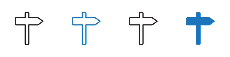 Road sign icon linear graphics set vector in black © Hhc