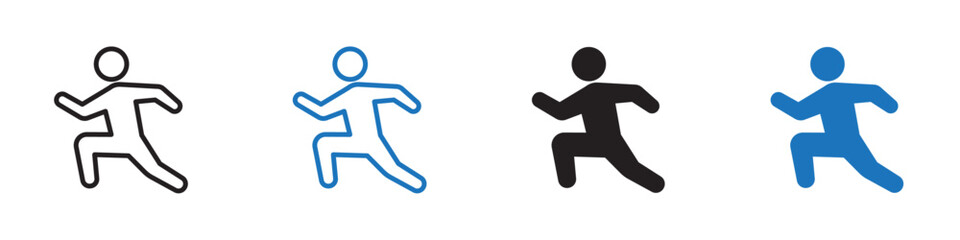 Running icon linear graphics set vector in black