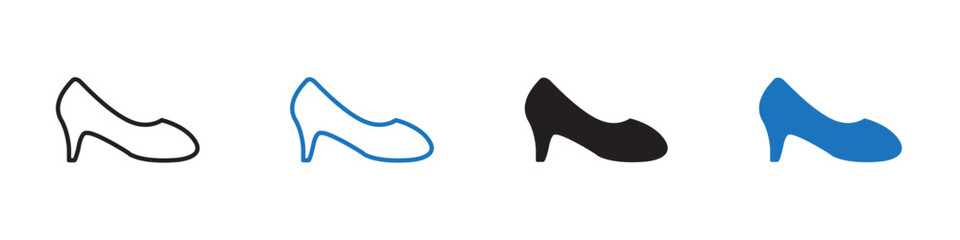 Sandal icon linear graphics set vector in black