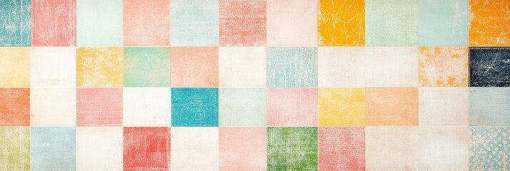 Fototapeta premium Retro vintage-inspired background with colorful geometric pattern and textured look creating a nostalgic and artistic feel